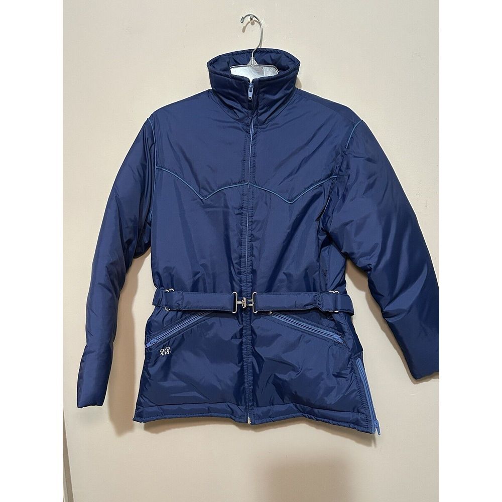 Vintage Ski Daddle‎ Blue Insulated Winter Ski Coat Jacket Belted Women's Size S